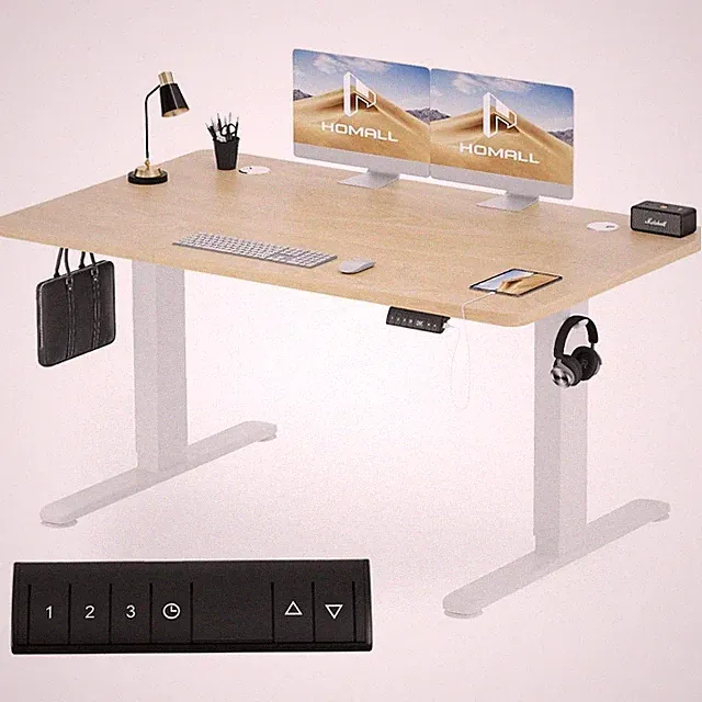 Schreibtisch Höhenverstellbar Stehpult Büro 120x80 H72-118 Speicher USB Timer