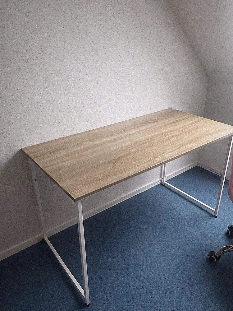 Schreibtisch Holzoptik helles Holz weißes Metallgestell 120x60cm