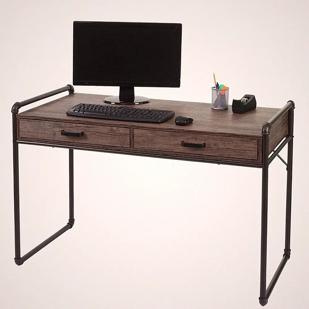 Schreibtisch HWC-F58, Bürotisch, Industriedesign 75x120x60cm, braun