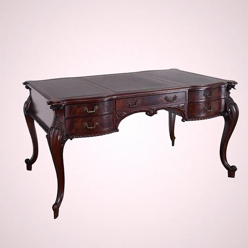 Schreibtisch im Barock Stil Schreibmöbel Mahagoni Büromöbel B: 162 cm -11981