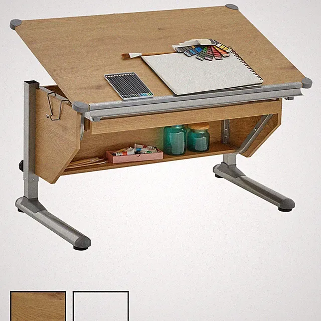 Schreibtisch Kinder höhenverstellbar und neigbar mit Schublade und Stiftablage