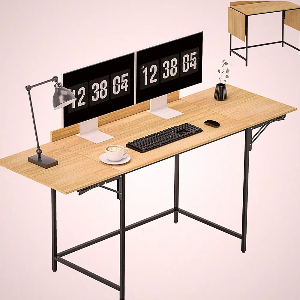 Schreibtisch Klappbar Computertisch Bürotisch mit Modern-Design, Metallgestell