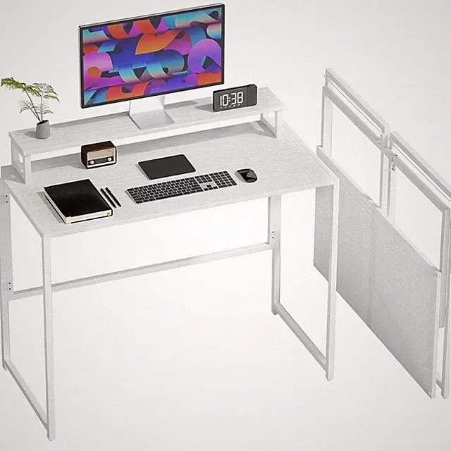 Schreibtisch Klappbar Computertisch mit Monitorhalterung, 100 x 48 x 87,5 cm