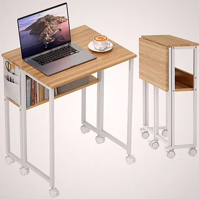 Schreibtisch Klappbar Kleiner 63 cm Klappschreibtisch mit Rollen Natur
