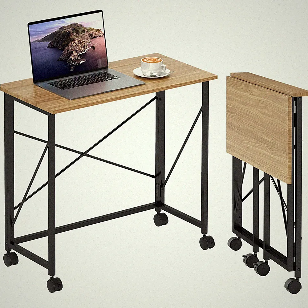 Schreibtisch Klappbar Kleiner 80 cm Klappschreibtisch mit Rollen für Home Office