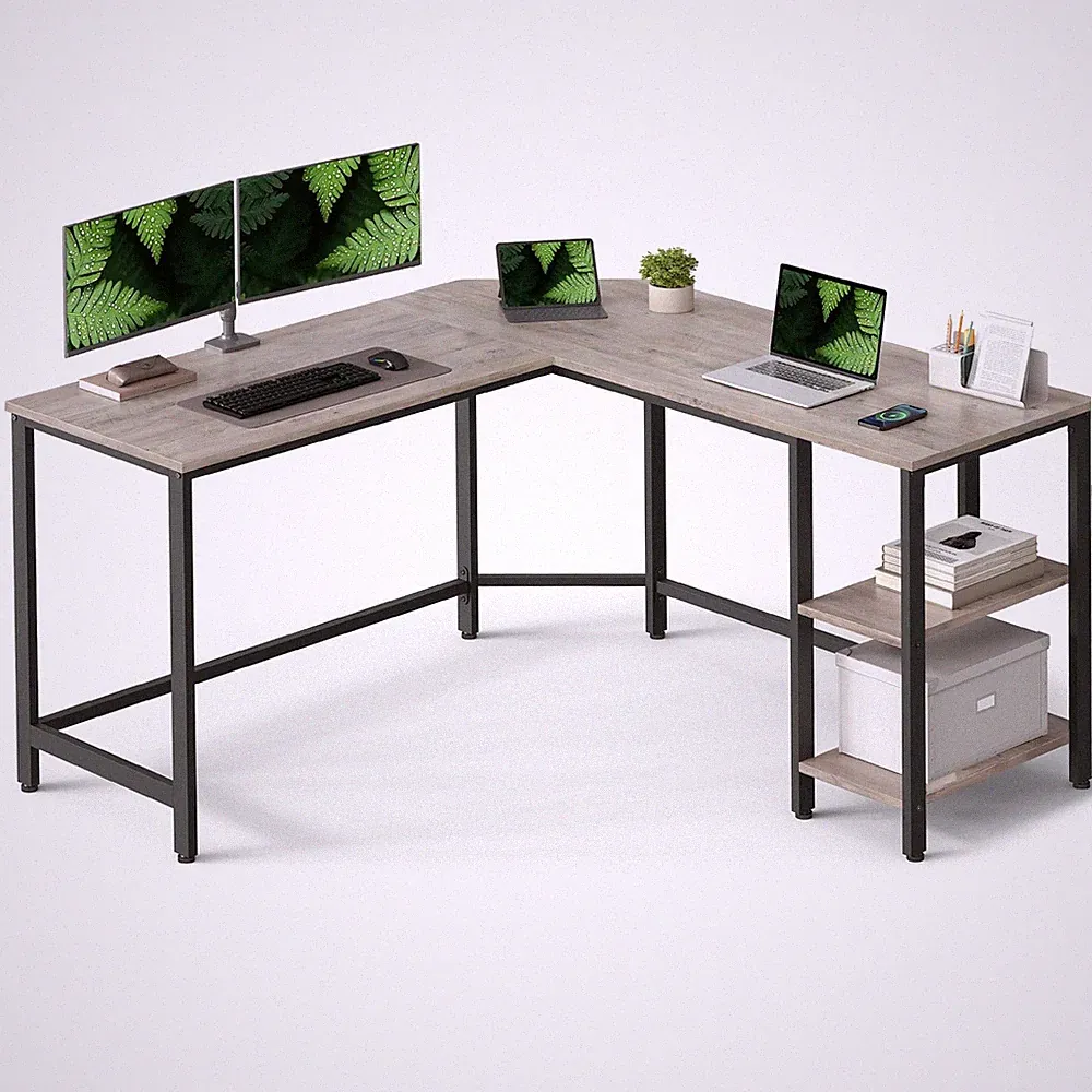 Schreibtisch, L-förmiger Computertisch, 138 x 138 x 76 cm, Eckschreibtisch mi...