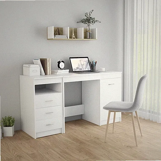 Schreibtisch mit 3 Schubladen und 1 Tür Holz werkstoff Vintage Betonoptik 5Farbe