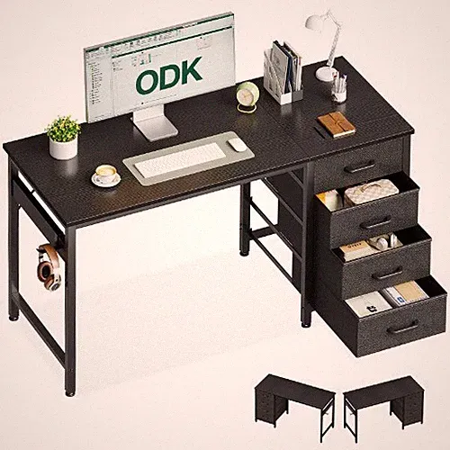 Schreibtisch mit 4 Schubladen 120 x 48 x 75.7 cm Bürotisch für Zuhause Schwarz