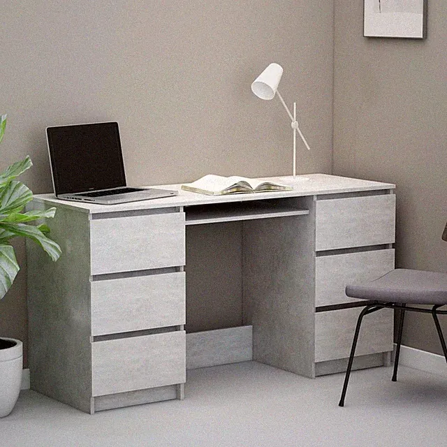 Schreibtisch mit 6 Schubladen Arbeitstisch Computertisch Bürotisch PC Tisch Neu
