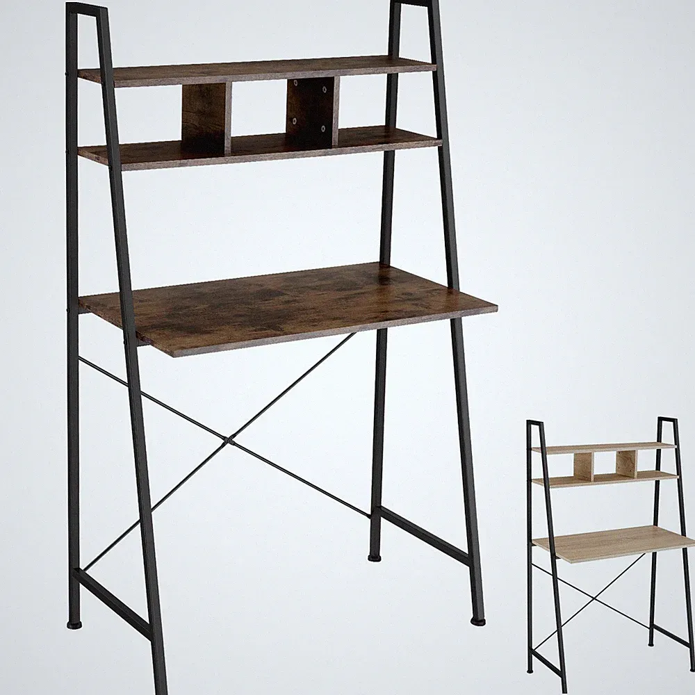 Schreibtisch mit Regal Bürotisch Computertisch Tisch Holz Metall Industrie Look