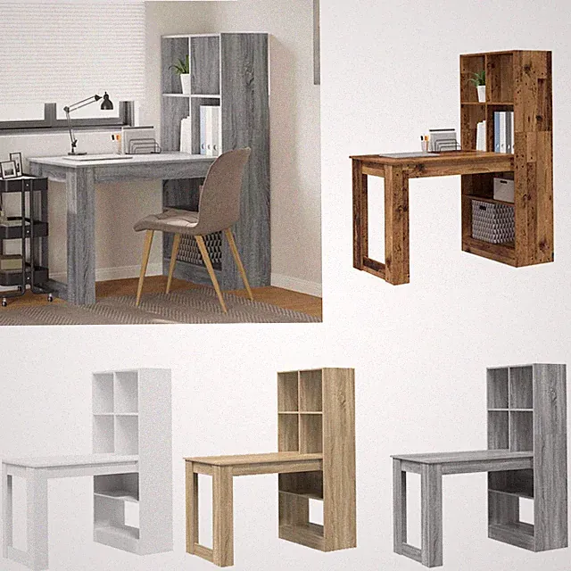 Schreibtisch mit Regal mit Speicher Holzwerkstoff Büroschreibtisch vidaXL
