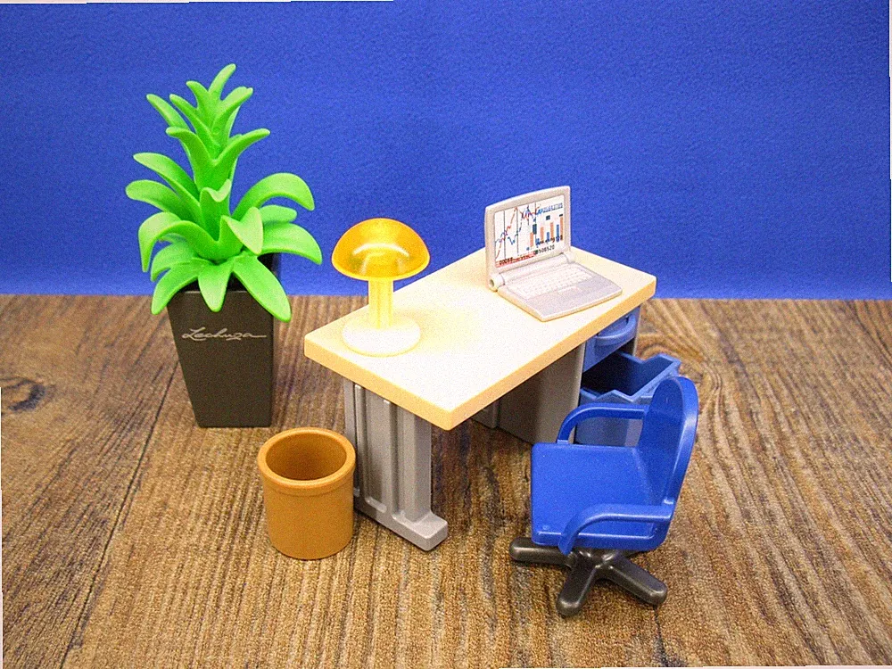 Schreibtisch mit Zubehör Möbel Büro City Puppenhaus Playmobil G566