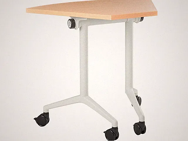 Schreibtisch Modulsystem halbrund braun 90x64cm klappbar mit Rollen modern Cavi