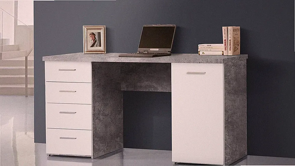 Schreibtisch Net106 Bürotisch Computertisch Tisch Home Office Beton weiß matt