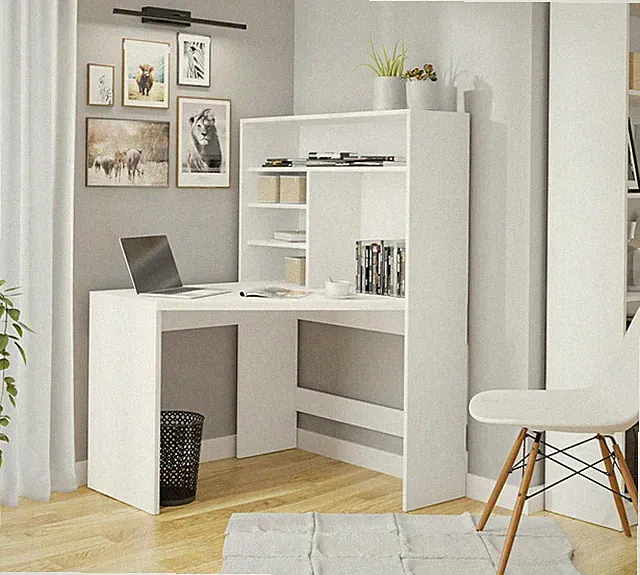 Schreibtisch Nilgan Eckschreibtisch Weiß mit Regal Praktisch Arbeitsazimmer M24