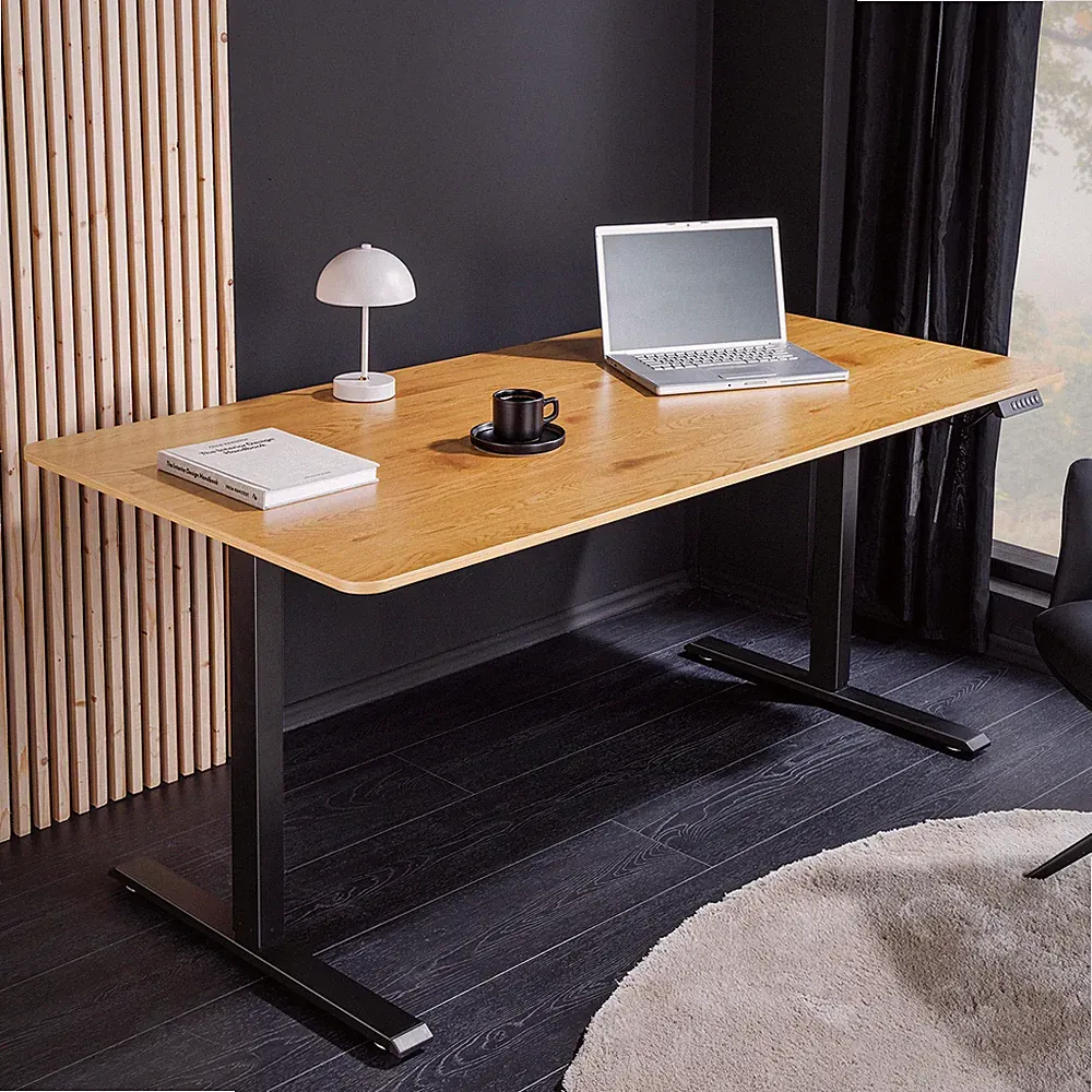 Schreibtisch OAK DESK - 120cm - natur schwarz - Eiche Metall - höhenverstellbar