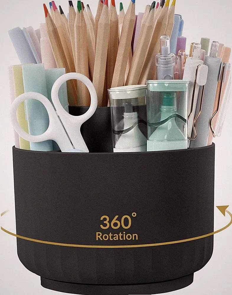 Schreibtisch Organizer Büro Schule Zuhause Drehbar 360 Grad 5 Fächer Schwarz