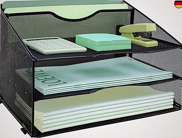 Schreibtisch-Organizer mit 3 Ebenen, mit 2 extra vertikalen Aktenordner