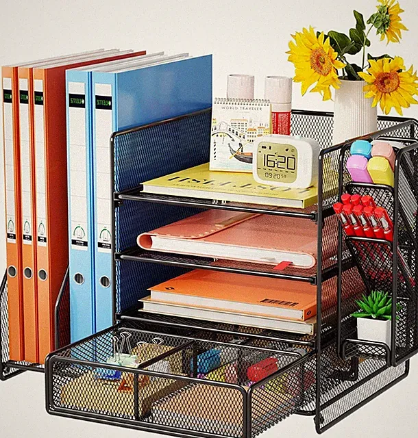 Schreibtisch Organizer mit Aktenhalter - 5-Tier Briefablage Ablagefächer