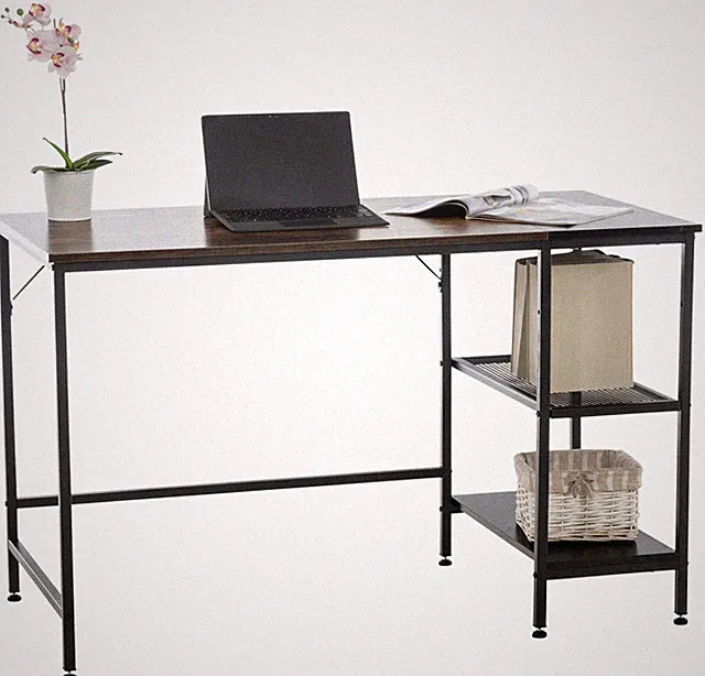 Schreibtisch Oviedo Schwarz/Braun Laptoptisch Mit Regal Computertisch Ablagefach