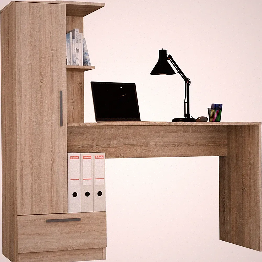 Schreibtisch Regal Computertisch Bürotisch COSMO Sonoma Eiche Schublade