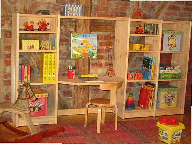 Schreibtisch Regal Regalsystem Holz Kiefer massiv natur flexibel & erweiterbar