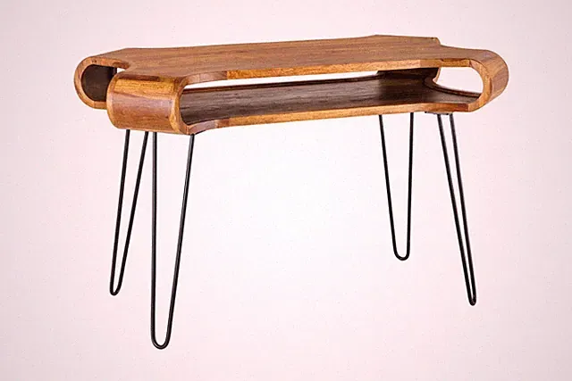 Schreibtisch Sheesham Holz 120x60 cm mit Stauraum Hairpin Legs Retro Büro Tisch