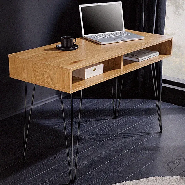Schreibtisch STUDIO - 110cm - natur schwarz - Eiche Metall - Bürotisch Stauraum