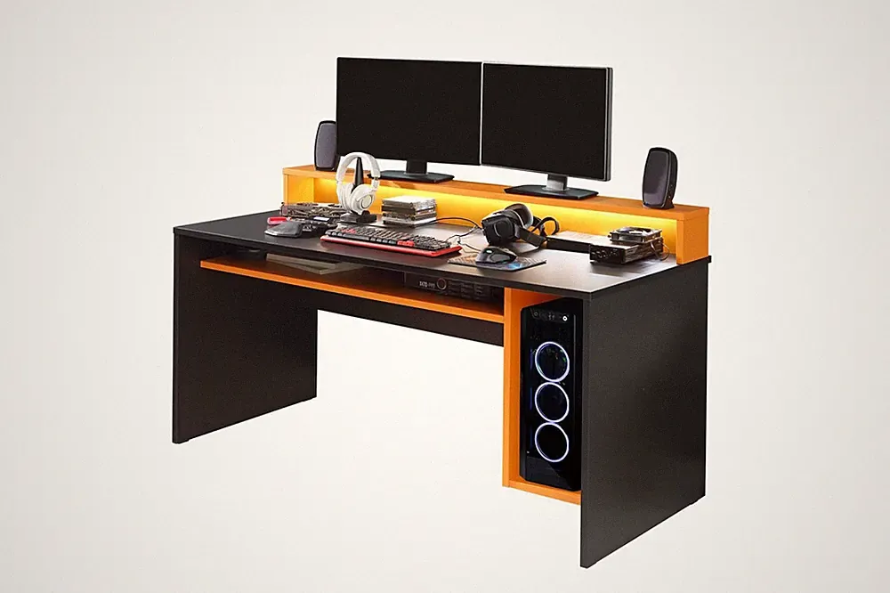 Schreibtisch Tamas schwarz/orange 160x94x69 cm Bürotisch