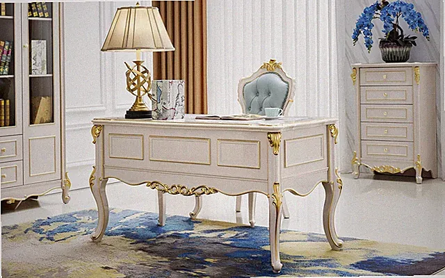 Schreibtisch Tisch Barock Tische Chef Büro Einrichtung Arbeitszimmer Echtholz