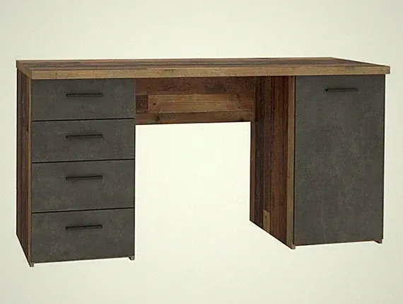 Schreibtisch Tisch Computertisch 145x60 4 Schubkästen MIGEL Dekor Beton Old Wood