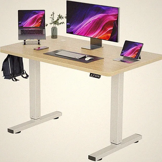 Schreibtisch Verstellbare Höhe Stehtisch 120x60 Beige Tischplatten Memory-Fkt