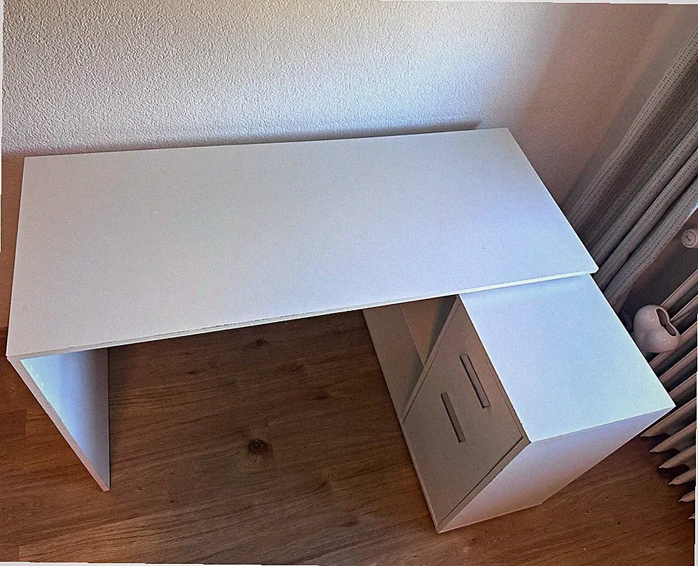Schreibtisch Weiß 120x60x75 cm mit 1 Schublade & Regalfach modern