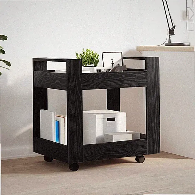 Schreibtischwagen Schwarz Eiche 60x45x60cm Ingenieurholz Mobil Küche Wohnen Rollbar