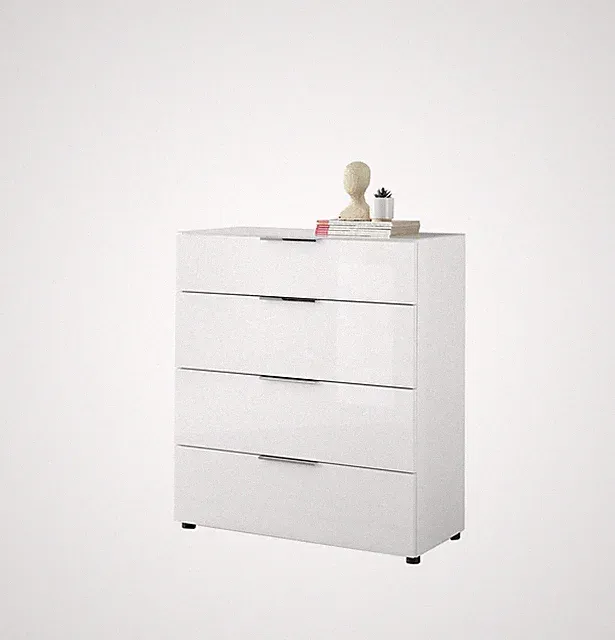 Schubkastenkommode TREND 10, Front und Oberboden aus Glas, Metallgriffe, 90 cm