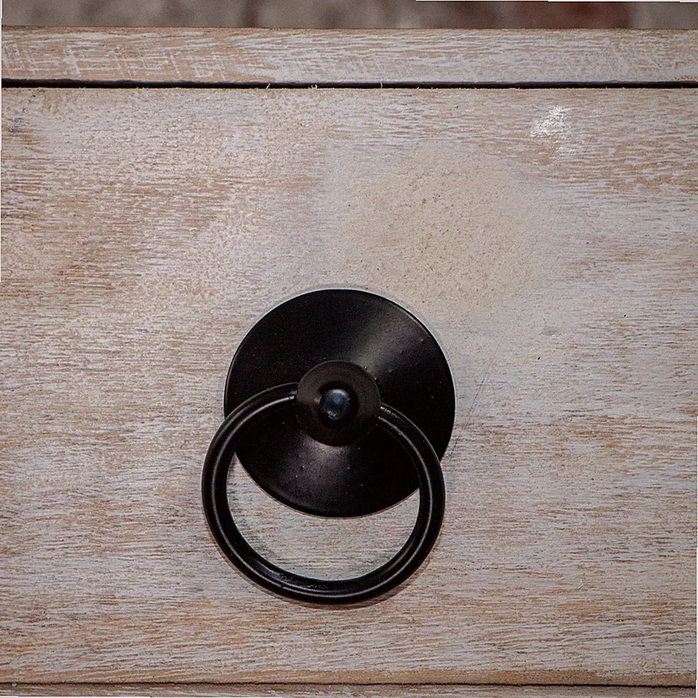Schubladengriff, Rund, Schwarz, pulverbeschichtet, mit Ring, Möbelgriffe