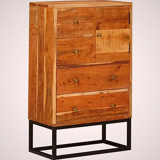 Schubladenkommode Kommode Sideboard Natur 55x30x90 cm Massivholz Akazie