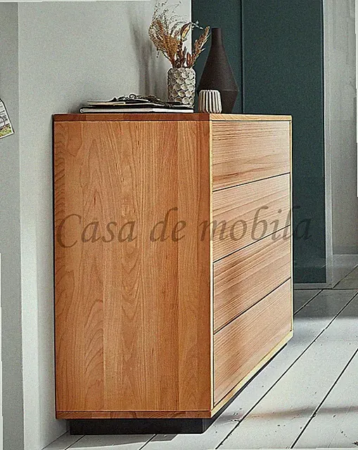 Schubladenkommode mit Metallsockel WALK IN 90x86x42cm Kernbuche massiv geölt