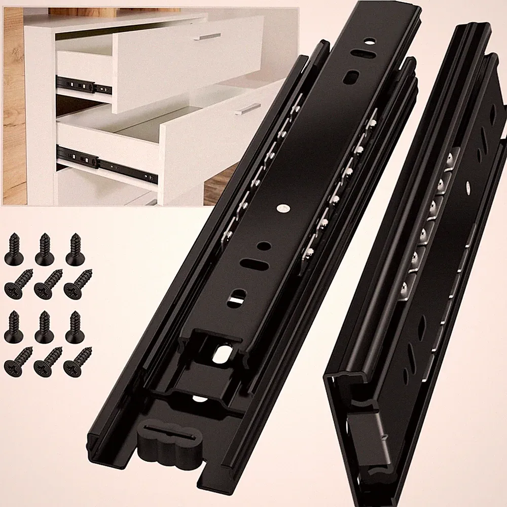 Schubladenschienen Vollauszug 200mm Schwerlast 45kg Schwarz 1 Paar Möbel