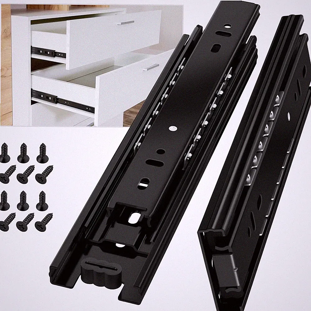Schubladenschienen Vollauszug 200mm Schwerlast Schwarz 45kg Möbel