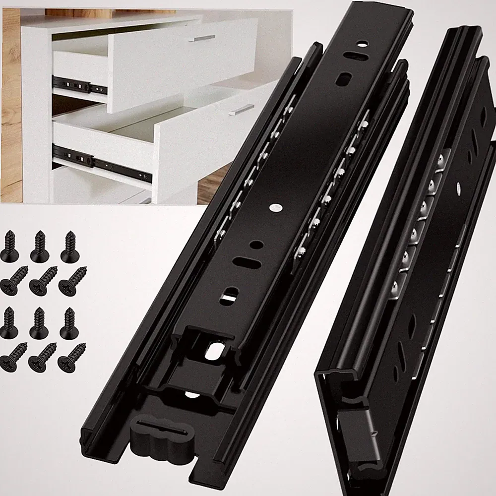 Schubladenschienen Vollauszug 200mm Schwerlastauszug 45 kg Schwarz Möbel