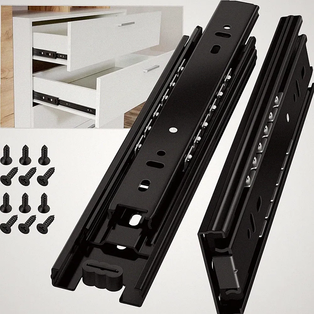 Schubladenschienen Vollauszug 250mm Schwerlast Schwarz 45kg Möbel Küche