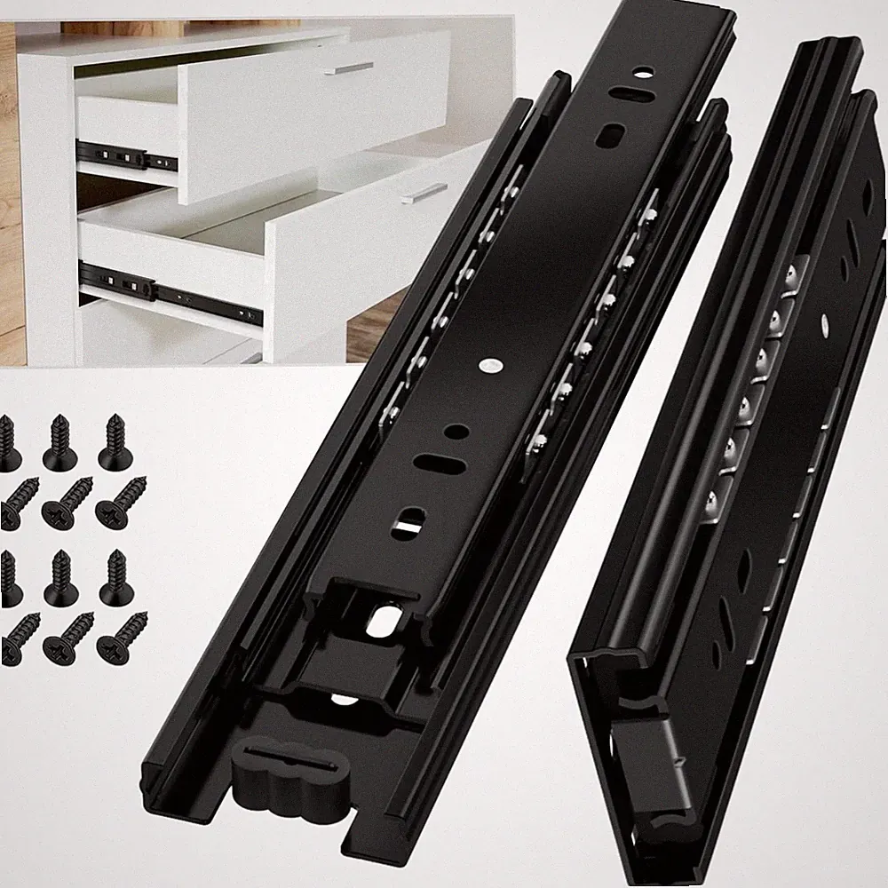 Schubladenschienen Vollauszug 250mm Schwerlastauszug Schwarz 45kg Möbel