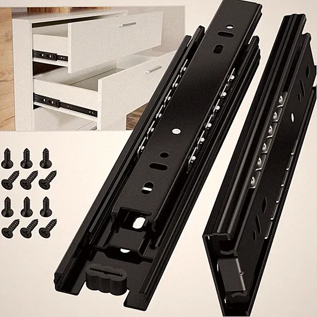 Schubladenschienen Vollauszug 600mm Schwerlast Schwarz 45kg Möbel
