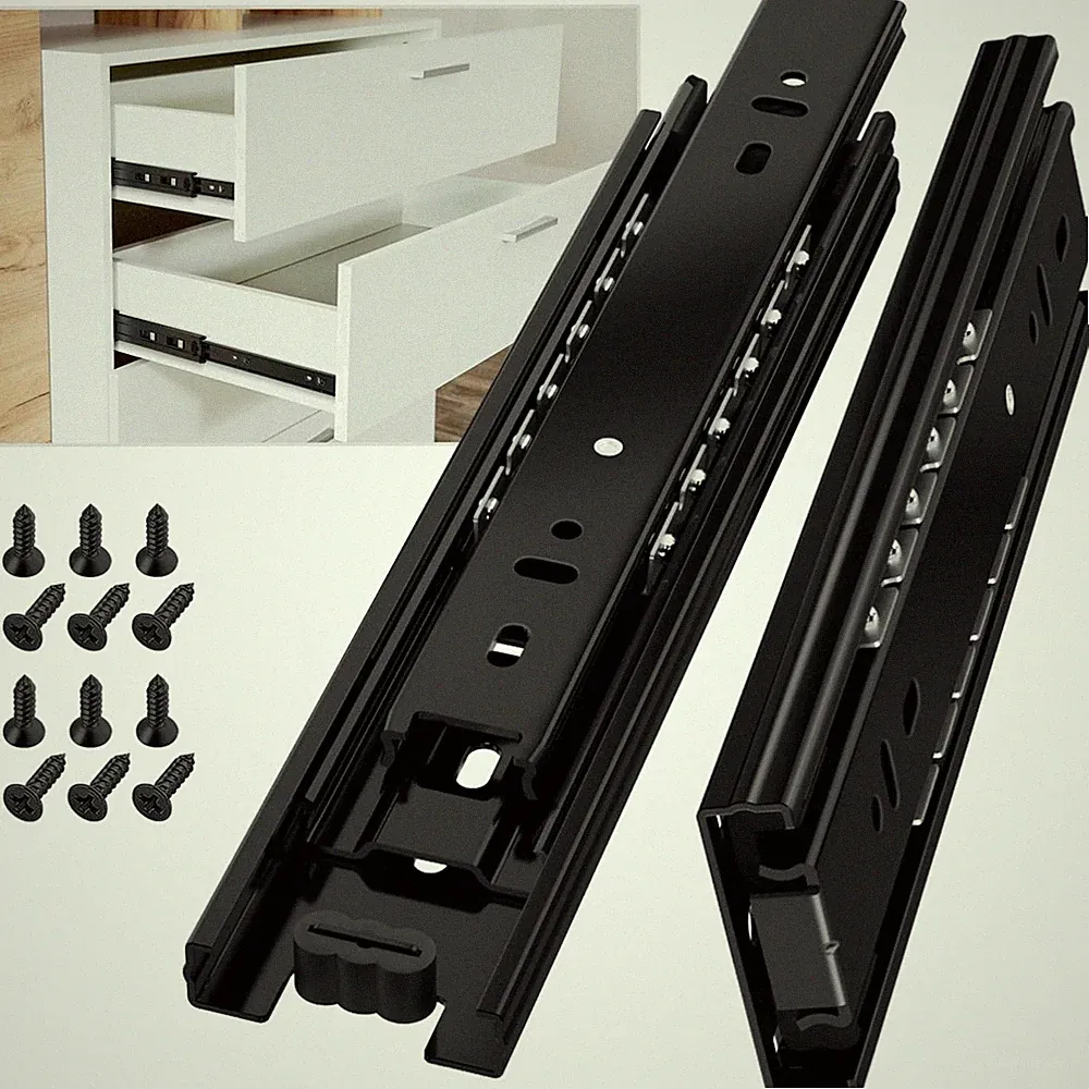 Schubladenschienen Vollauszug Schwerlast 45kg Schwarz 200mm Möbel