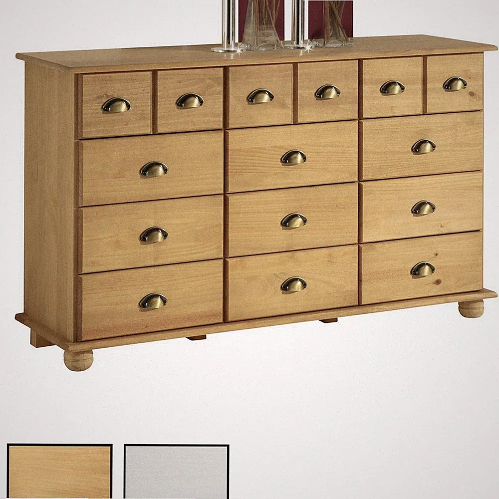 Schubladenschrank Kommode Apothekerschrank Sideboard mit 12 Schubladen in 2 Farb