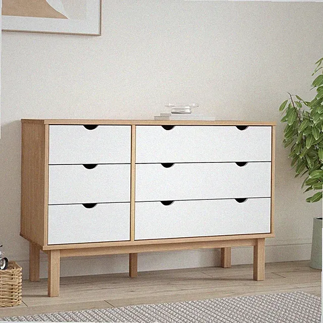 Schubladenschrank Massivholz Sideboard Anrichte Schrank 6 Schubladen Kommode