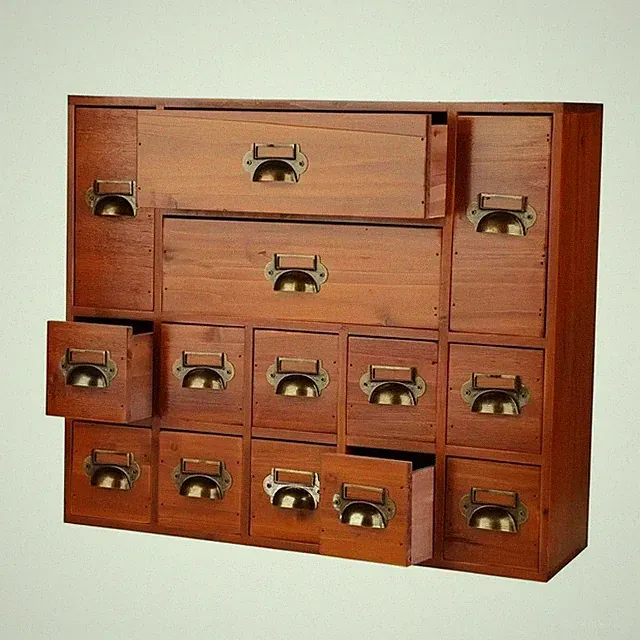 Schubladenschrank mit 14 Schubladen Antik Kommode mit 14 Schubladen Mehrstöckig
