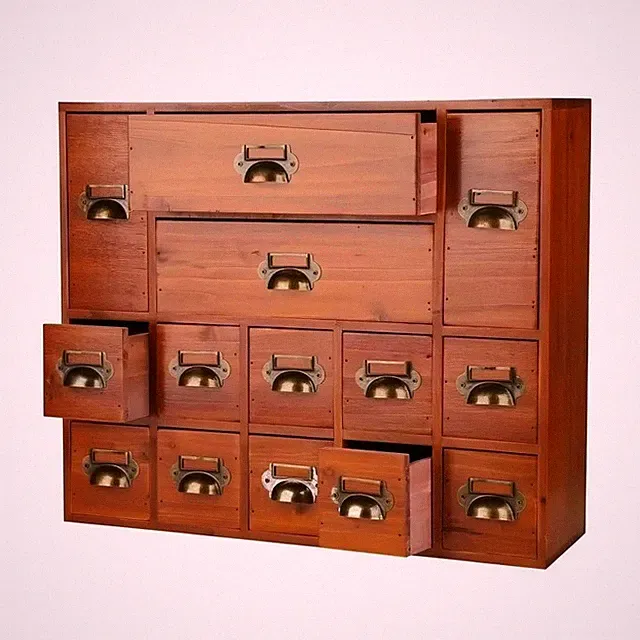 Schubladenschrank mit 14 Schubladen Echt Holz Kommode mit 14 Schubladen
