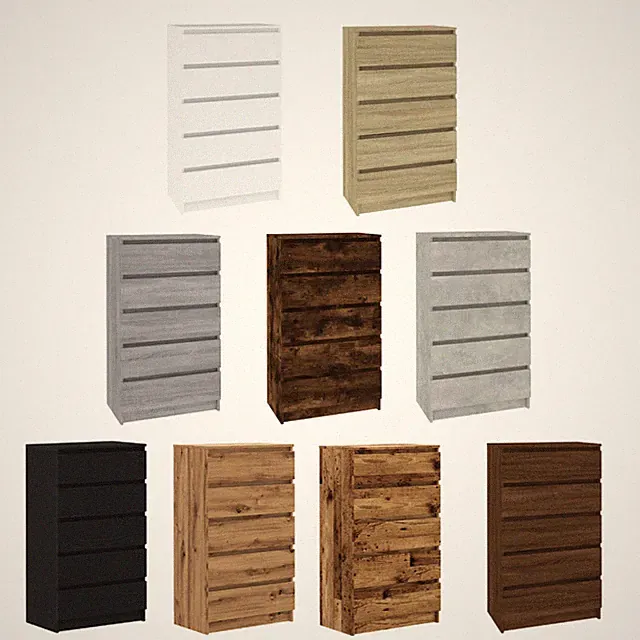 Schubladenschrank Sideboards Kommode Holz-Schrank 60x36x103 cm Holzwerkstoff